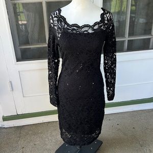 Stretch Lace Cocktail Dress with Sequins 4P